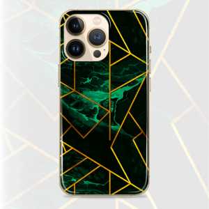 Silikonska Maskica - Zeleni marble sa zlatnim crtama - MBL07