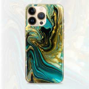 Silikonska Maskica - Zlatno zeleni proliveni marble - MBL30