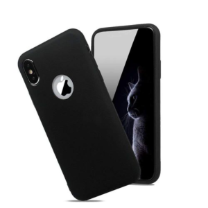 iPhone XS Max - Crna silikonska maskica s rupom za logo