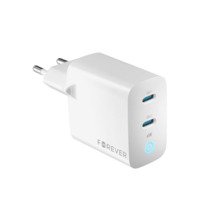 Forever zidni strujni adapter PD QC GaN - 2x Type C utor (65W) - bijeli