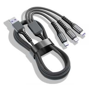 3u1 kabel - USB na microUSB + Type C + Lightning - 2.4A - 150cm