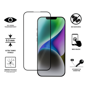 Zaštitno Staklo za ekran za iPhone 13 Pro Max (3D) - (Prozirno sa crnim rubovima)