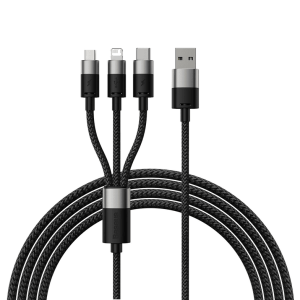 Baseus 3u1 USB data kabel - Type-C + Lightning + MicroUSB - 120cm - 3.5A - Crni