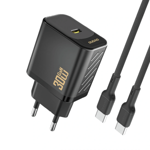 Dudao GaN zidni punjač 30W PD + Type-C kabel – crni