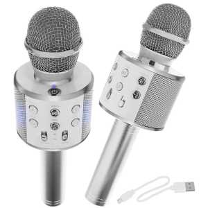 Karaoke Bluetooth Mikrofon sa Zvučnikom - Srebrni