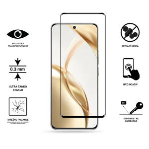 Zaštitno Staklo za ekran za Honor 200 (3D zaobljeno) - (Prozirno sa crnim rubovima)