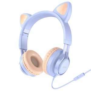HOCO slušalice s mikrofonom W36 Cat Ear - svijetloplave