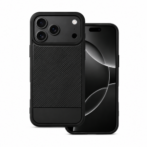 Silikonska Carbon II Maskica za iPhone 17 Pro - Crna
