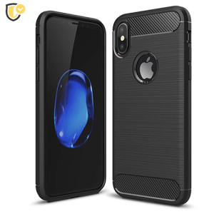 Silikonska Carbon Maskica za iPhone X/XS - Siva