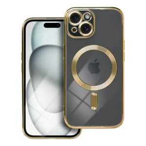 MagSafe Prozirna Silikonska Maskica sa Zlatnim Rubovima za iPhone 15