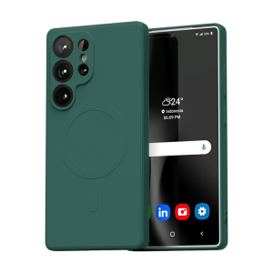 MagSafe Mekana Silikonska maskica za Samsung Galaxy S25 Ultra - Tamno zelena