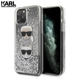 Karl Lagerfeld Glitter Karl&Choupette maskica za iPhone 11 Pro Max – Srebrna