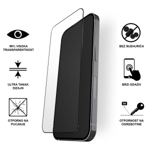 Zaštitno Staklo za ekran za iPhone 13 Pro Max (3D Keramičko Staklo) - (Prozirno sa crnim rubovima)