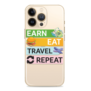 Silikonska maskica za mobitel - "Earn, Eat, Travel, Repeat" - Q-38