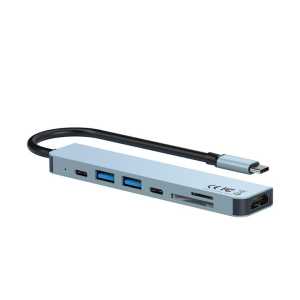 XO adapter USB HUB 7u1 - Sivi