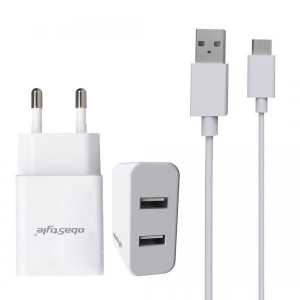 Dual Usb Adapter & Type C Kabel - Zidni punjač 2.4A