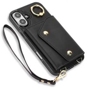 Wallet Maskica sa vezicama i držačem za iPhone 16 - Crna