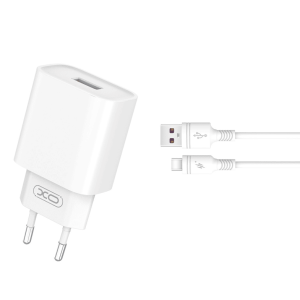 XO zidni punjač QC 3.0 18W USB bijeli + Type C kabel