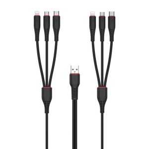 XO USB 6u1 kabel na 2x Lightning + 2x Type-C + 2x microUSB 1,2m 3,5A / 2m 2,5A