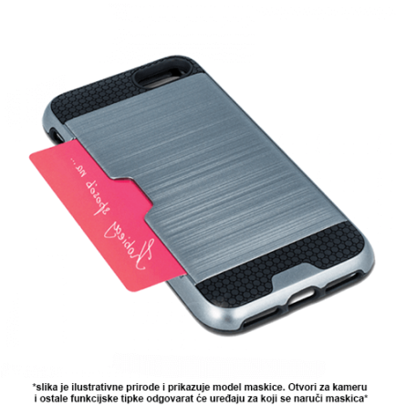 Srebrna - Defender Card Silikonska Maskica za iPhone XS Max 40511