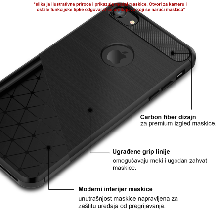 Silikonska Carbon Maskica za iPhone 7 Plus/8 Plus 39490