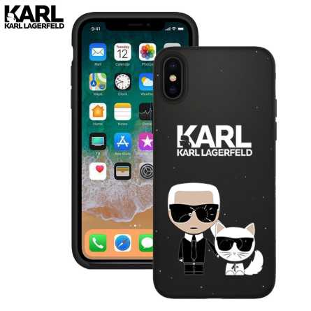 Crna Karl Lagerfeld Silikonska Maskica za iPhone X / XS 108073