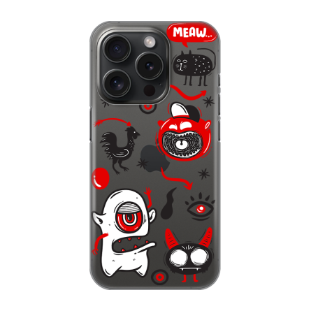 Silikonska Maskica za iPhone 16 Pro Max - Doodle Red 241950