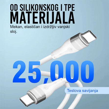 Wozinsky Type-C na Type-C kabel - 65W - 100cm 251656