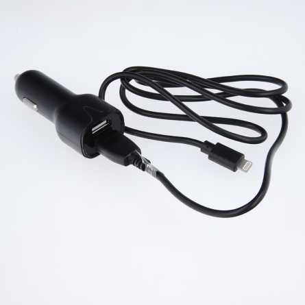 Autopunjač - 2x USB na Lightning kabel -  2.4A  - 100cm 202483