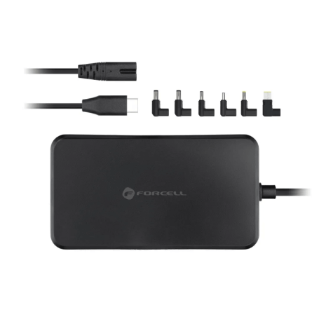 FORCELL F-ENERGY E856 univerzalni punjač za laptop 90W – Type-C + 6 nastavaka – crni 266757