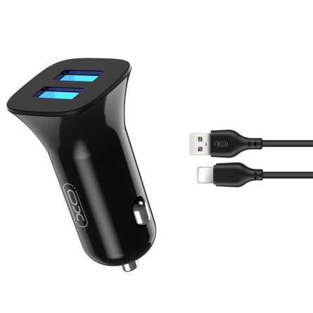 XO Autopunjač - 2x USB na Lightning kabel - 2.4A - 12W - više boja 202598