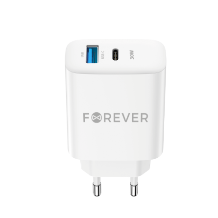 Forever zidni punjač QC - USB + Type C - 30W 261202