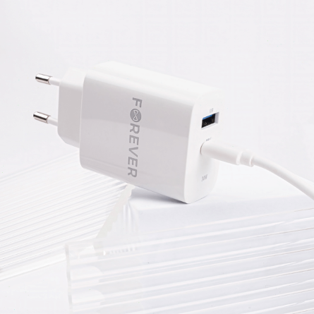 Forever zidni punjač QC - USB + Type C - 30W 261203
