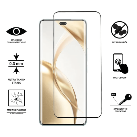 Zaobljena zaštitina folija za ekran za Honor 200 Pro (3D) - (Prozirna sa crnim rubovima) 260908