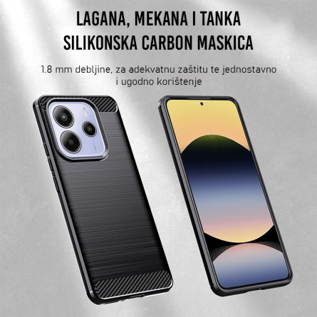 Silikonska Carbon Maskica za Redmi Note 14 (5G) - Crna 250255