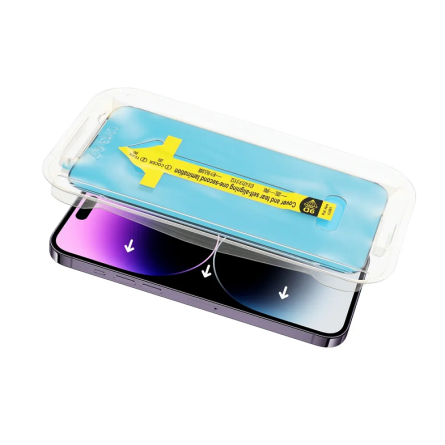 Zaštitno Staklo za ekran za iPhone 18 Pro / 17 Pro (3D) sa aplikatorom - (Prozirno sa crnim rubovima) 269851