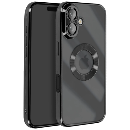 Kromirana prozirna maskica za iPhone 17 - Crna 254455