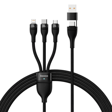 Baseus 3u1 USB kabel + Type C - Type-C + Lightning + MicroUSB - 120cm - 100W - 3.5 A 242927