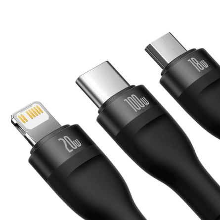Baseus 3u1 USB kabel + Type C - Type-C + Lightning + MicroUSB - 120cm - 100W - 3.5 A 242931