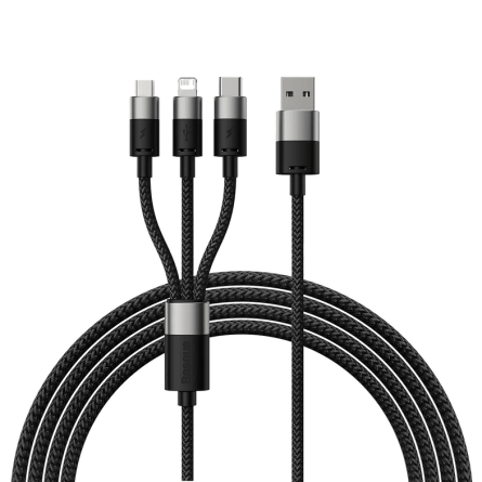 Baseus 3u1 USB data kabel - Type-C + Lightning + MicroUSB - 120cm - 3.5A - Crni 242941