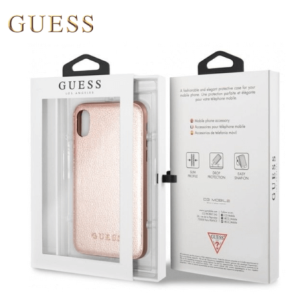 Kožna GUESS Iridescent maskica za iPhone XS Max – Roza 44053