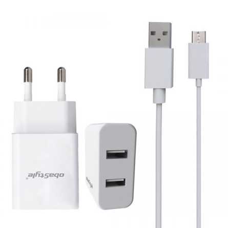 Dual Usb Adapter & Micro USB (V8) Kabel- Zidni punjač 2.4A 132016