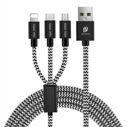 Dux Ducis 3u1 USB kabel - microUSB + USB C + Lightning 120cm 197054