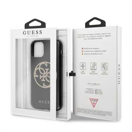 GUESS Glitter 4G Circle Maskica za iPhone 11 Pro – Crna 108413