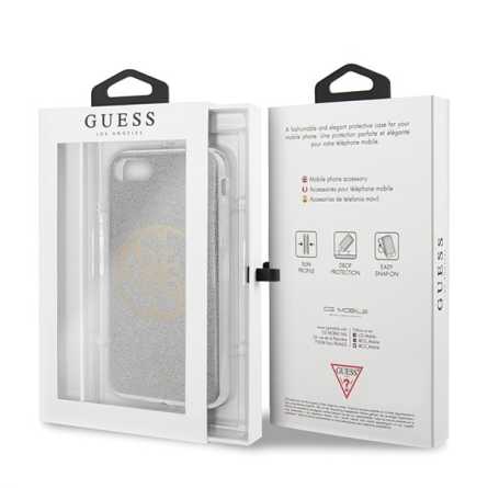 GUESS Glitter 4G Circle Maskica za iPhone 7 / 8 / SE 2020 – Srebrna 108668