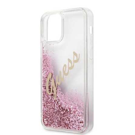 GUESS Glitter Vintage maskica za iPhone 12 – Roza 135681