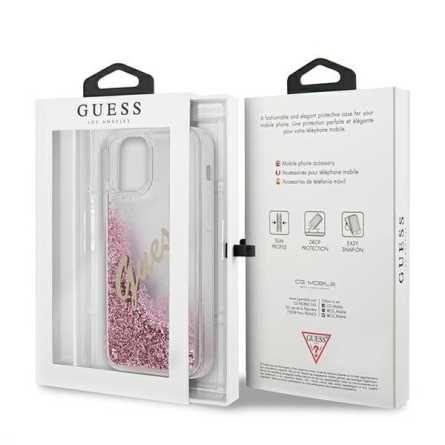 GUESS Glitter Vintage maskica za iPhone 12 – Roza 135683