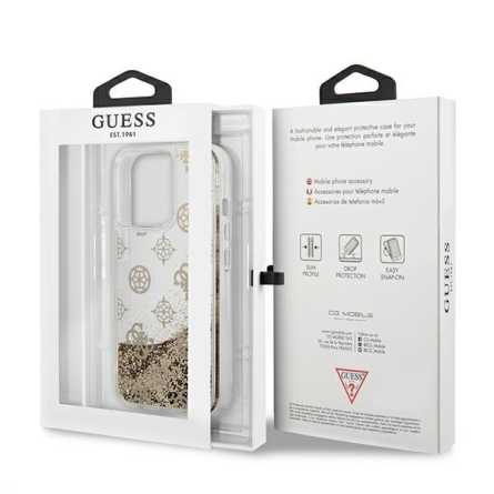 GUESS Peony Liquid Glitter maskica za iPhone 13 Pro Max – Zlatna 150519