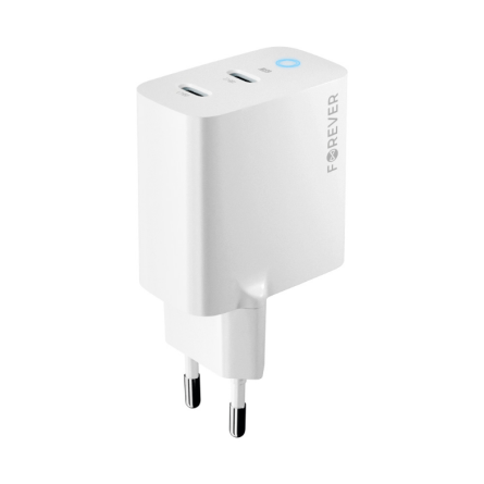 Forever zidni strujni adapter PD QC GaN - 2x Type C utor (65W) - bijeli 252738