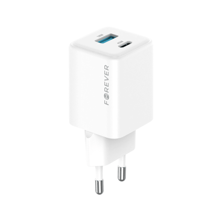 Forever zidni strujni adapter PD QC GaN - 1x USB - 1x Type C utor (45W) - bijeli 252708